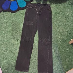 Black with holes in the knees and mid-thigh…Size 2 Reg